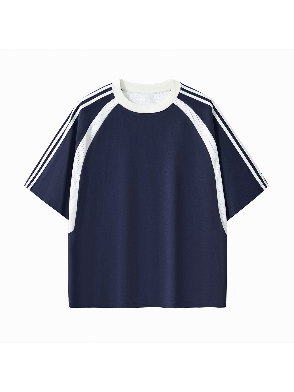 Contrast Stripes Panel Mesh T-shirt