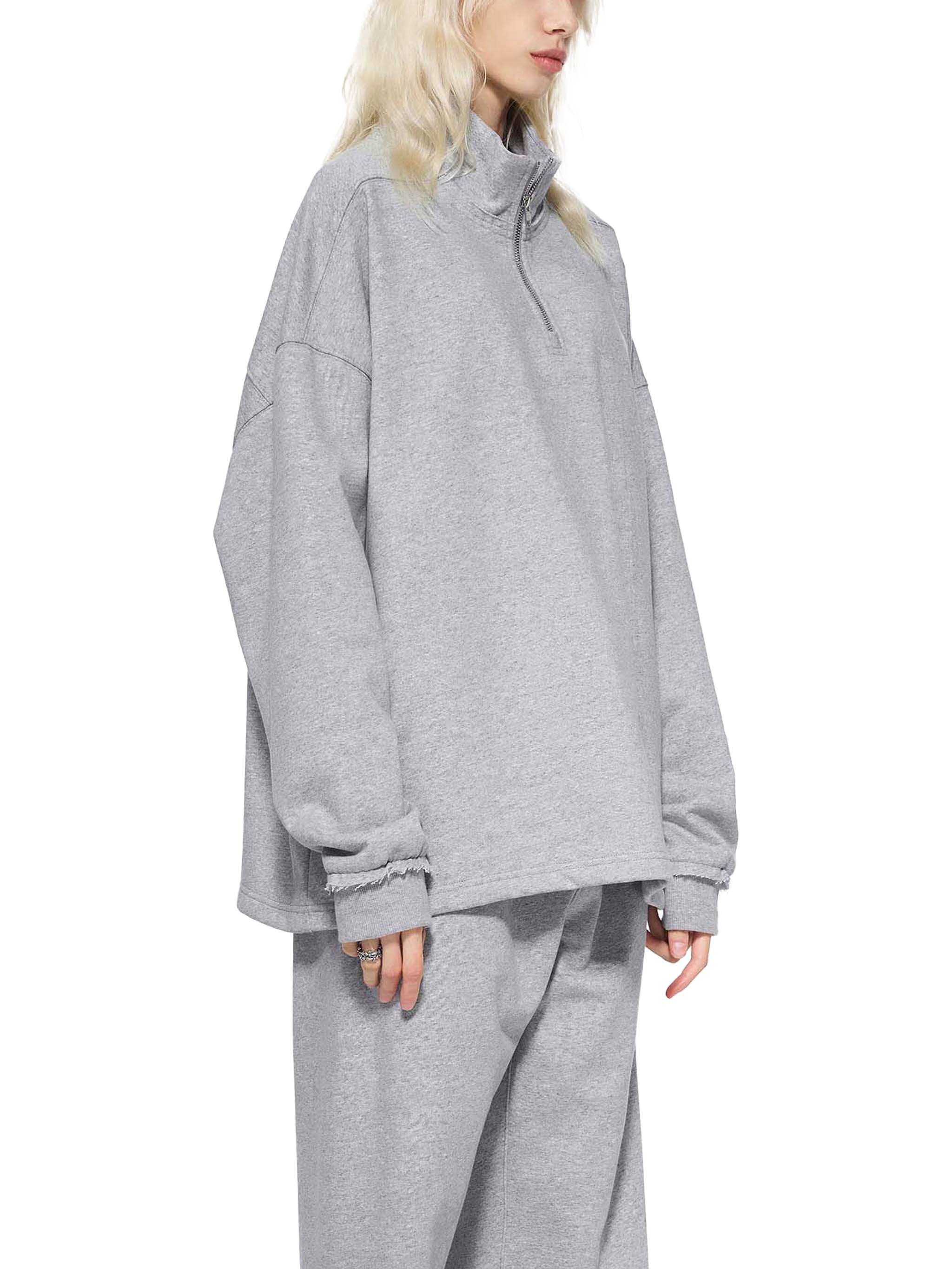 Half-Zip Rolled Edge Fleece Sweatshirt